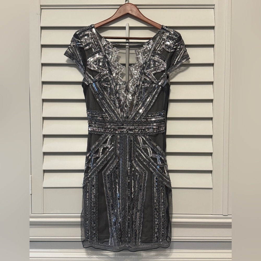 Botique Black and Silver Sequin Dress